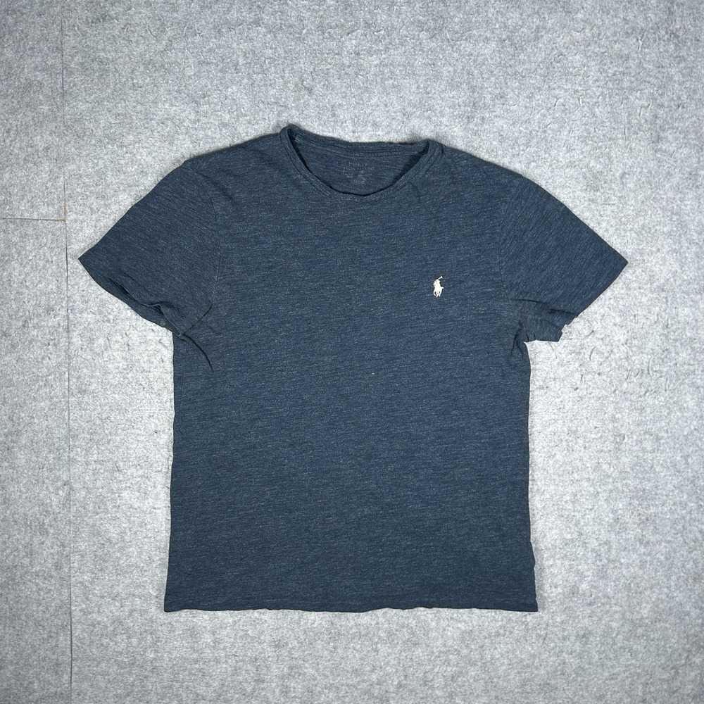 Polo Ralph Lauren T-Shirt Mens Small Navy Heather Pony Logo Crewneck Cotton Tee